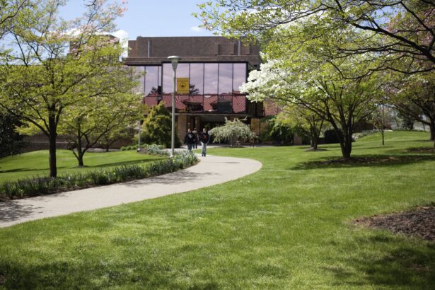 Students walk outside on the Cedar Crest College Campus