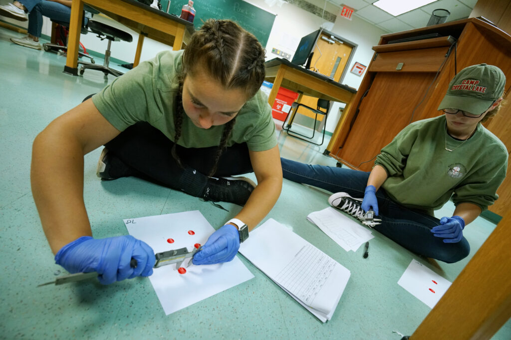 Two students performing a study