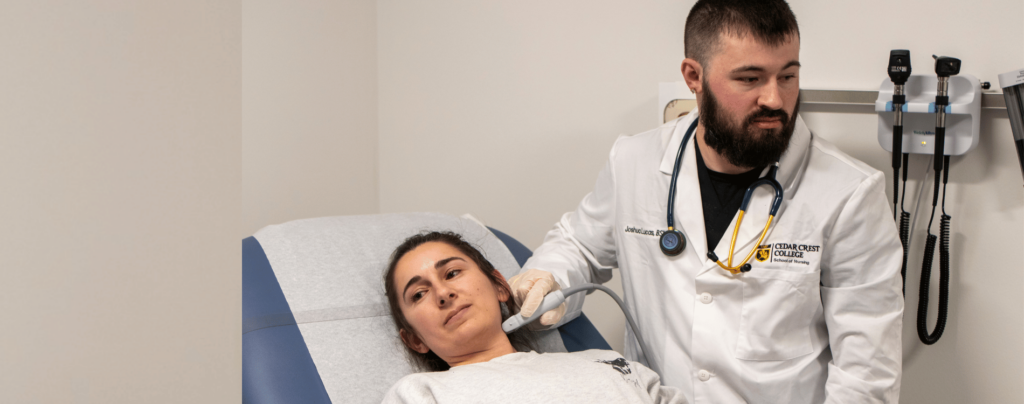 Nurse Gerontology Student in the lab