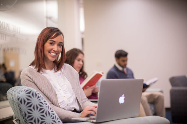 Adult Student in the library