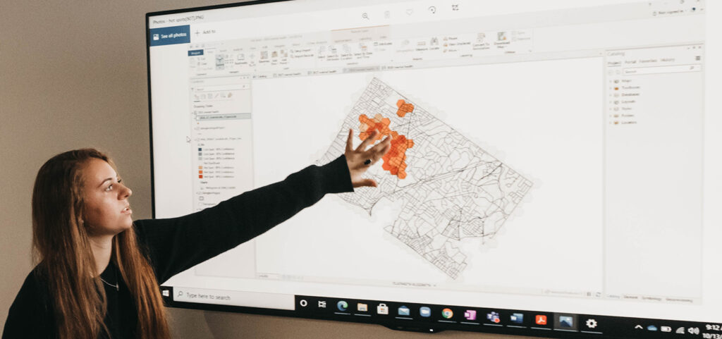 Cedar Crest College student with a crime map