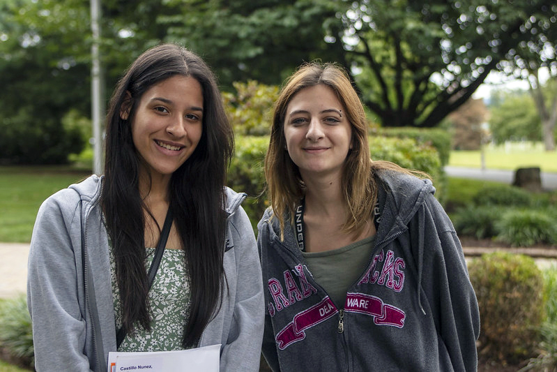 Two first year students at orientation